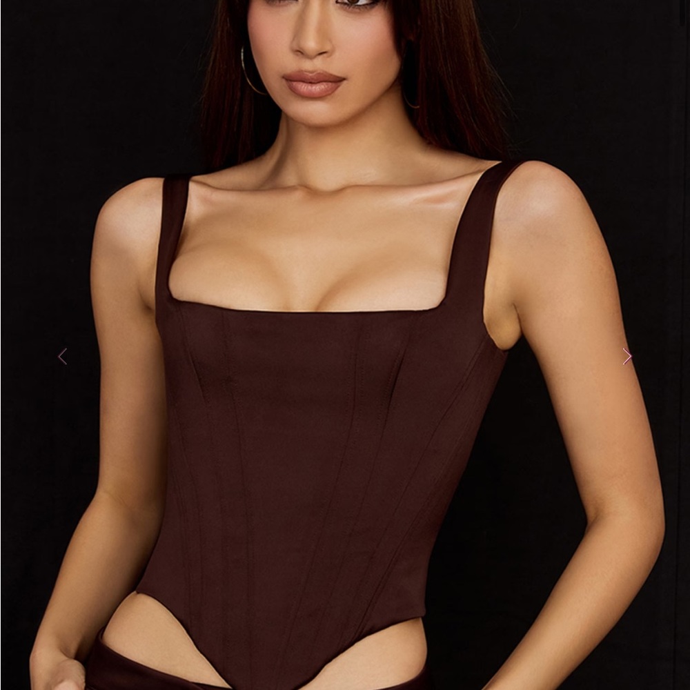 House of CB satin Brown Corset Top - Picture 2 of 4